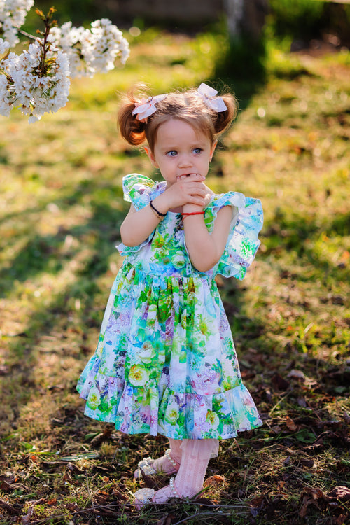 rochie din bumbac imprimeu floral matchy matchy mama fiica din bumbac certificat oeko tex imprimeu floral sau uni potrivire mama fiica mamă fiu cu volane nasturi mijloc si fermoarf fetițe